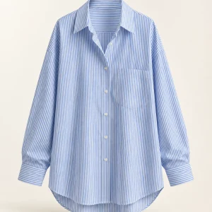 Striped Poplin Shirt in Blue stripe