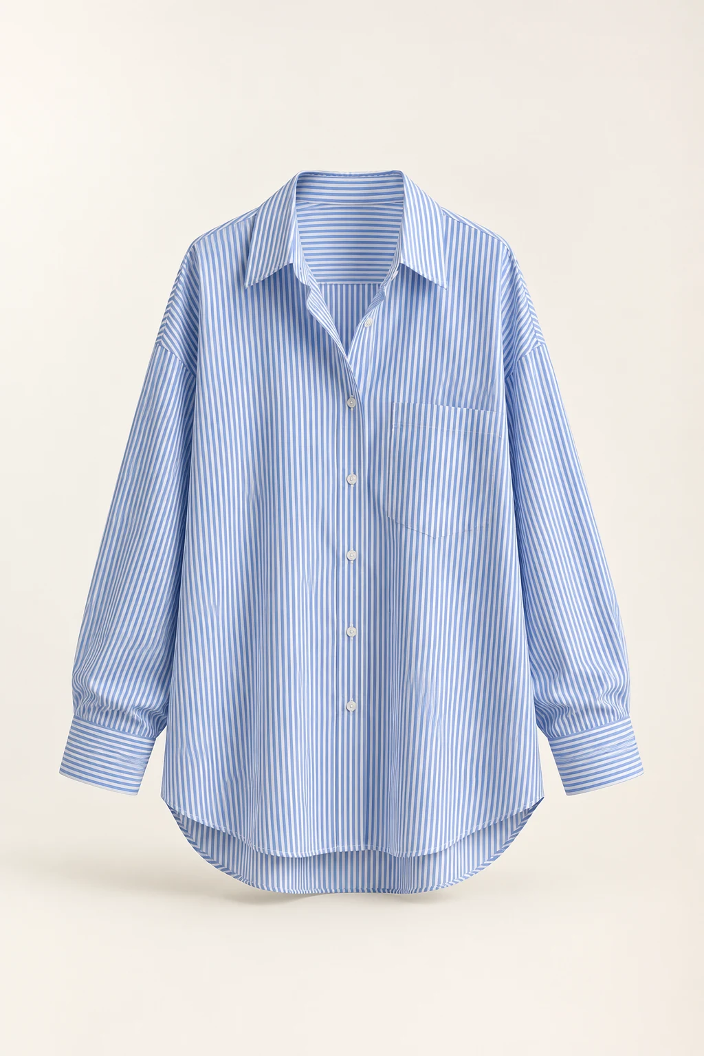 Striped Poplin Shirt in Blue stripe