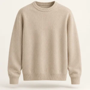 Textured Crew Sweater in Oatmeal