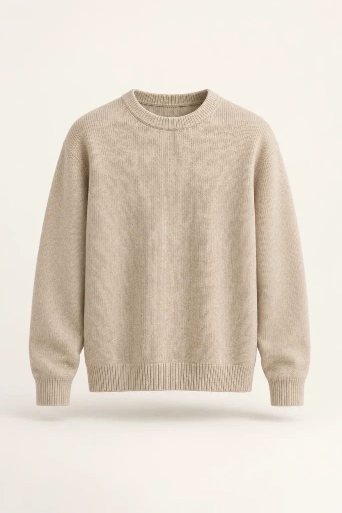 Textured Crew Sweater in Oatmeal