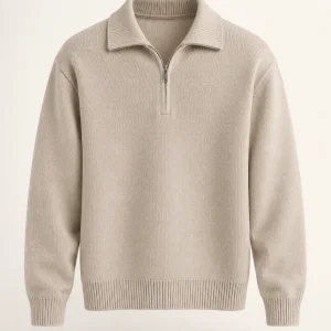 Half Zip Knit in Stone