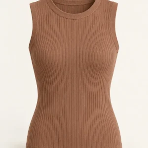 Ribbed Sleeveless Knit in Clay