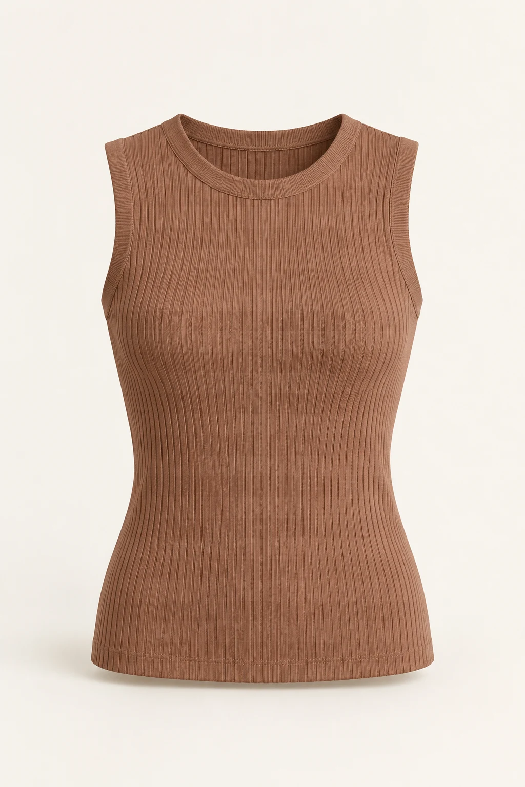 Ribbed Sleeveless Knit in Clay